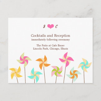 Tarjeta De Recepción Boda con temas coloridos del volante