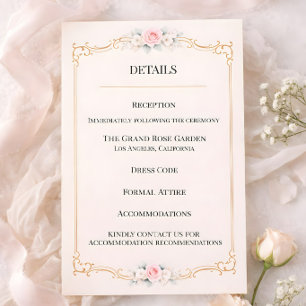Tarjeta De Recepción Boda con Toque Rococó de Rubor