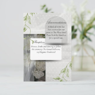 Tarjeta De Recepción Boda con Verde y Lunares Blancos