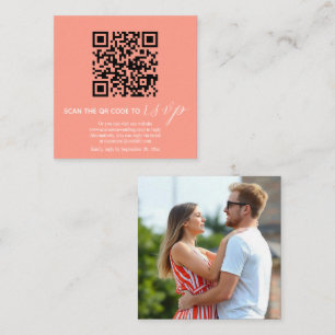 Tarjeta De Recepción Boda coral con código QR moderno