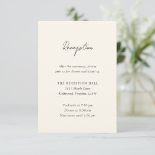Tarjeta De Recepción Boda Cream Moderno Simple