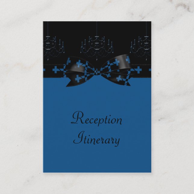 Tarjeta De Recepción Boda cruzado y araña gótica azul y negro (Anverso)