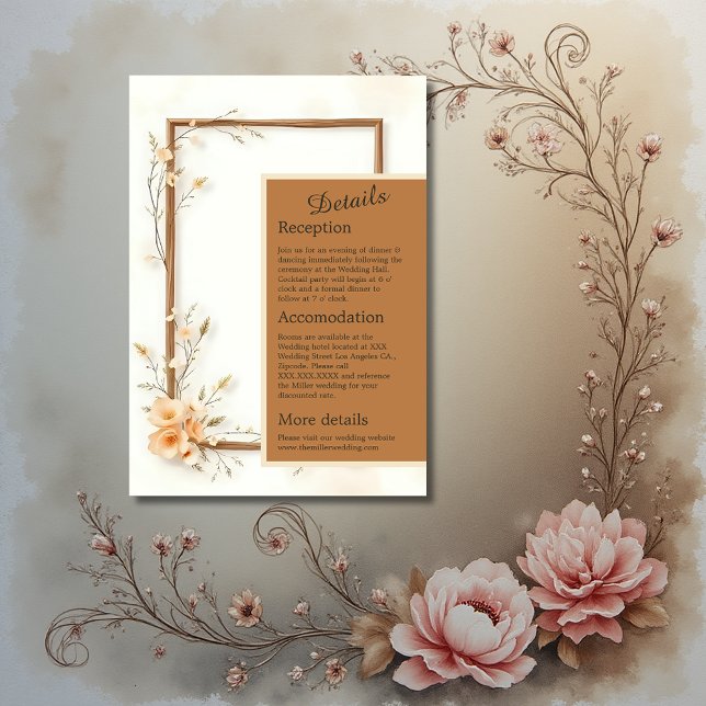 Tarjeta De Recepción Boda de acento botánico neutro (Subido por el creador)