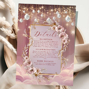 Tarjeta De Recepción Boda de acento de oro de gotas de cristal mágicas
