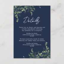 Boda de acuarela botánica de la Marina Blue Greene