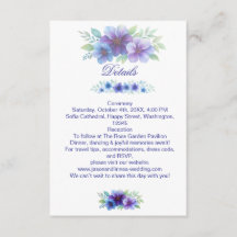 Boda de acuarela botánica púrpura romántico azul