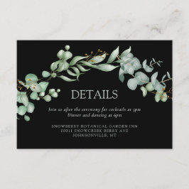 Tarjeta De Recepción Boda de acuarela de color negro verde