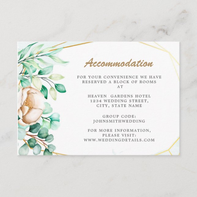 Tarjeta De Recepción Boda de acuarela de eucalipto Greenery Foliage (Anverso)