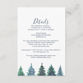 Tarjeta De Recepción Boda de acuarela de invierno