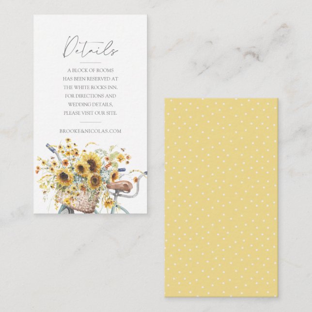 Tarjeta De Recepción Boda de acuarela de la bicicleta del tándem del gi (Anverso / Reverso)