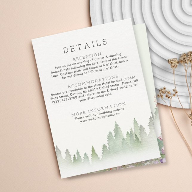 Tarjeta De Recepción Boda de acuarela de la montaña de flores silvestre (Subido por el creador)