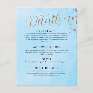 Tarjeta De Recepción Boda de acuarela de nubes azules de Pastel