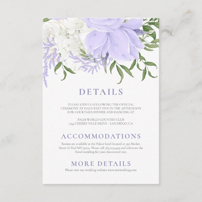 Tarjeta De Recepción Boda de acuarela del perwinkle botánico (Anverso)