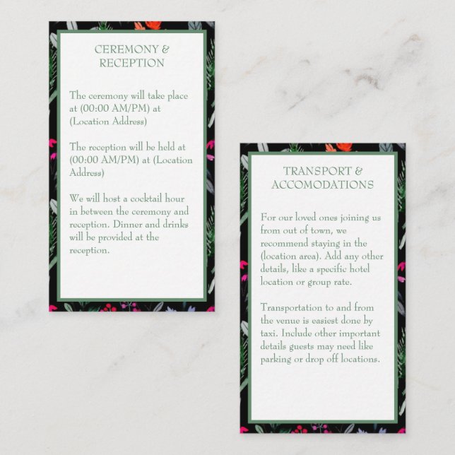 Tarjeta De Recepción Boda de acuarela floral caprichosa (Anverso / Reverso)