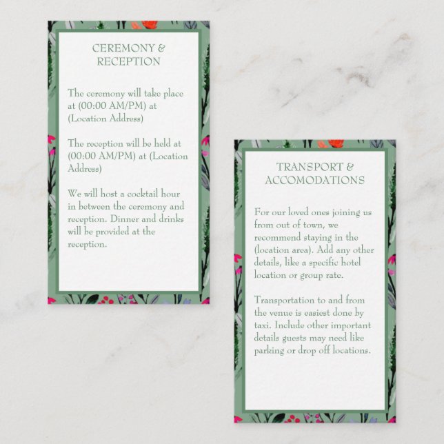 Tarjeta De Recepción Boda de acuarela floral caprichosa (Anverso / Reverso)