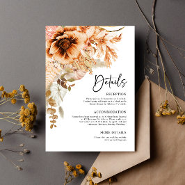 Tarjeta De Recepción Boda de acuarela floral de estilo moderno Terracot