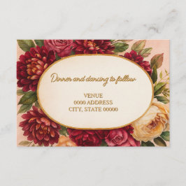 Tarjeta De Recepción Boda de acuarela floral de Rubor Burgundy