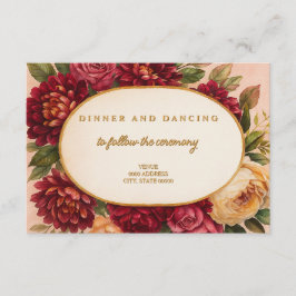 Tarjeta De Recepción Boda de acuarela floral de Rubor Burgundy
