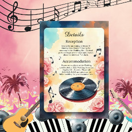 Tarjeta De Recepción boda de acuarela floral musical lúdico