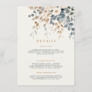 Tarjeta De Recepción Boda de acuarela floral suave de tono de tierra