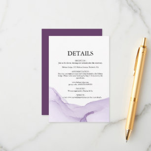 Tarjeta De Recepción Boda de acuarela púrpura moderna