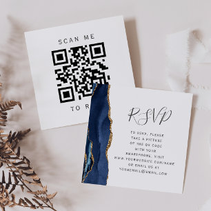 Tarjeta De Recepción Boda de Agentes de Oro Azul de la Marina Código QR