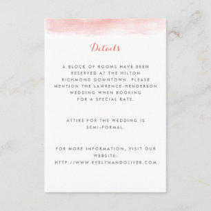 Tarjeta De Recepción Boda de agua coral
