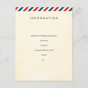 Tarjeta De Recepción Boda de Airmail Insertar