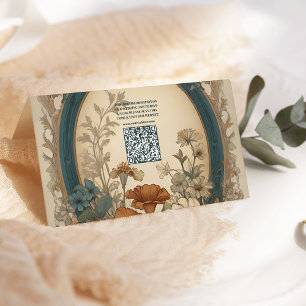 Tarjeta De Recepción Boda de Alfonso de Art Nouveau verde de QR Code