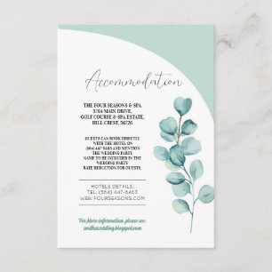 Tarjeta De Recepción Boda de Alojamiento Eucalyptus