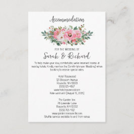 Tarjeta De Recepción Boda de Alojamiento Floral Rosa Brillante