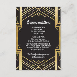Tarjeta De Recepción Boda de Alojamiento Gatsby Art Deco de los años 20