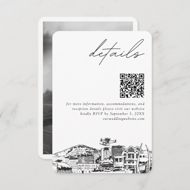 Tarjeta De Recepción Boda de Anchorage Detalles modernos Código QR (Anverso / Reverso)