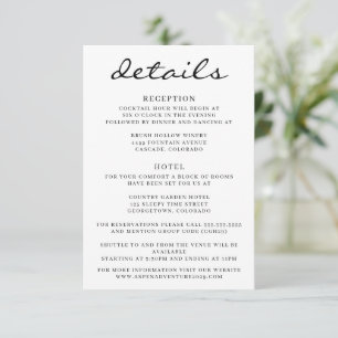 Tarjeta De Recepción Boda de árbol de ápices blanco y negro