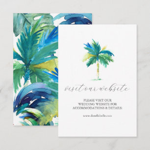 Tarjeta De Recepción Boda de árbol de palmas de color de agua página we
