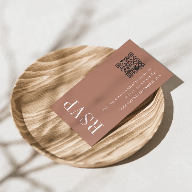 Tarjeta De Recepción Boda de arcilla del desierto Código QR RSVP (Subido por el creador)