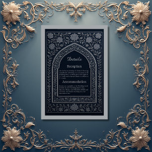 Tarjeta De Recepción boda de arco árabe de plata marina