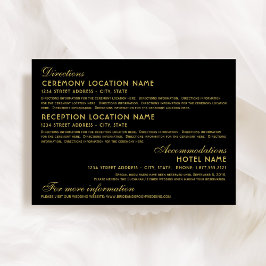 Tarjeta De Recepción Boda de Art Deco Vintage Black and Gold