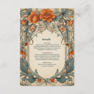 Tarjeta De Recepción Boda de Art Nouveau floral vintage
