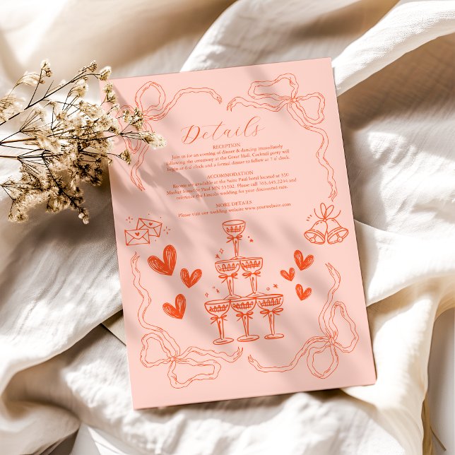 Tarjeta De Recepción Boda de arte contemporáneo retro (Subido por el creador)