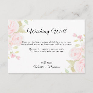 Tarjeta De Recepción Boda de arte floral rosa rosa de Rubor que desea l