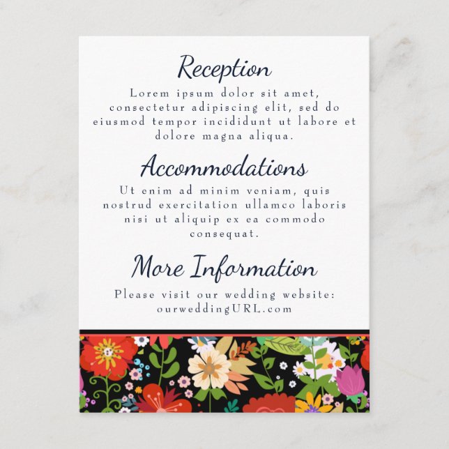 Tarjeta De Recepción Boda de Arte Popular Mexicano (Anverso)