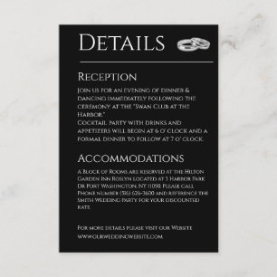 Tarjeta De Recepción Boda de asuntos blancos y negros-