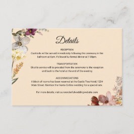 Tarjeta De Recepción Boda de Autumn Boho Wildflower