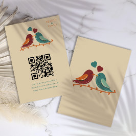 Tarjeta De Recepción Boda de Aves de Amor