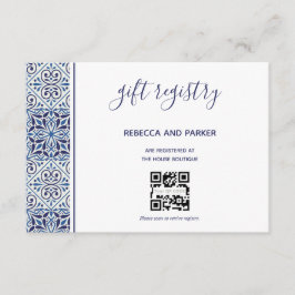 Tarjeta De Recepción Boda de azulejos azules Regalo Registro de regalo 