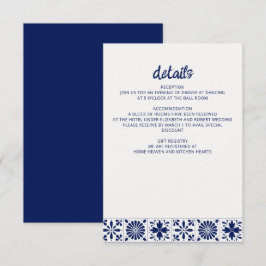 Tarjeta De Recepción Boda de Baldosas de Talavera Azul de la Armada Mex