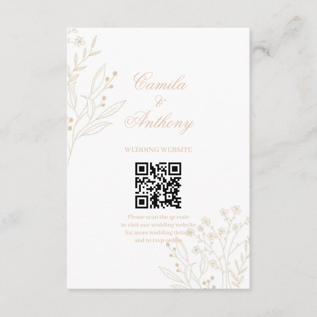 Tarjeta De Recepción Boda de Beige Corner Floral Boho (Anverso)