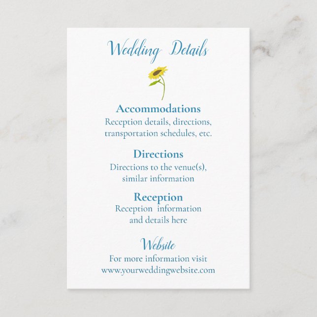 Tarjeta De Recepción Boda de belleza de girasol rústico (Anverso)