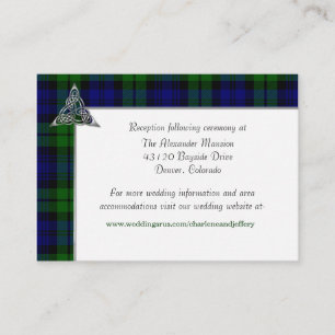 Tarjeta De Recepción Boda de Black Watch Tartan Plaid